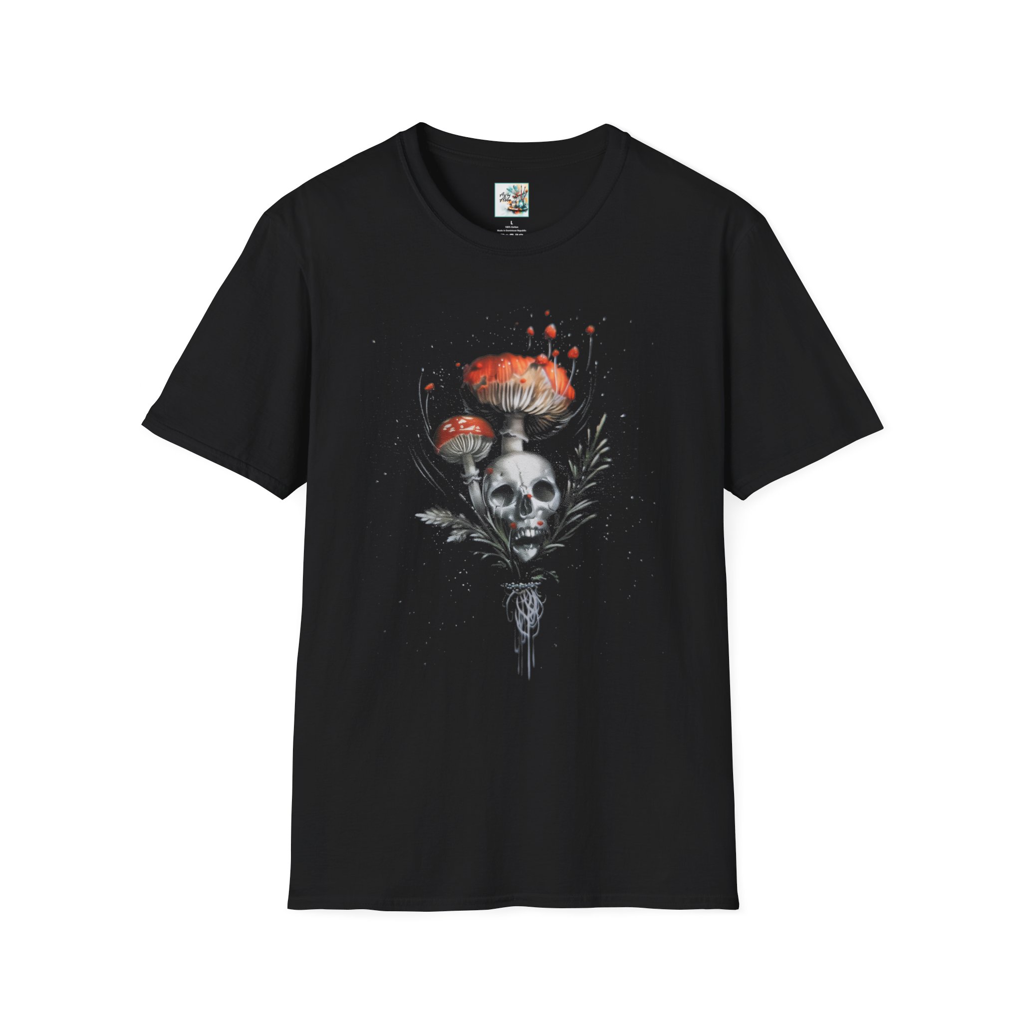 Mushroom and Skull Reverie - Unisex Softstyle T-Shirt